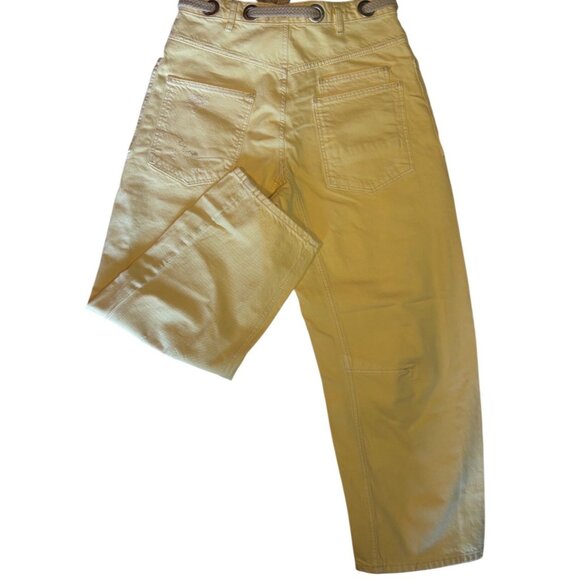 Free People We The Free Moxie Low Slung Barrel Jeans Lemon Icing Wash 29 New - Picture 12 of 16